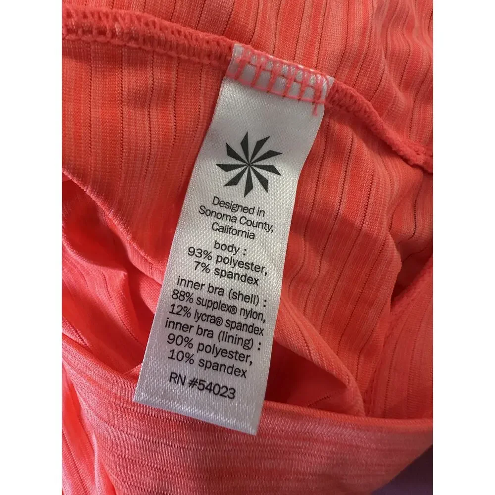 Athleta Shadow Stripe Energize Tank Top Built-In-Bra Neon Orange Size Small - Picture 9 of 11